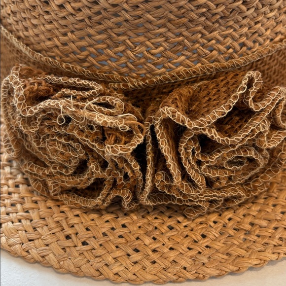 April Cornell Woven Straw Cloche Hat with Floral Trim - Brown - Picture 4 of 4